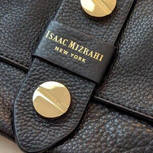 Isaac Mizrahi NWT New York Olivia Soft Leather Clutch or Shoulder Bag Black